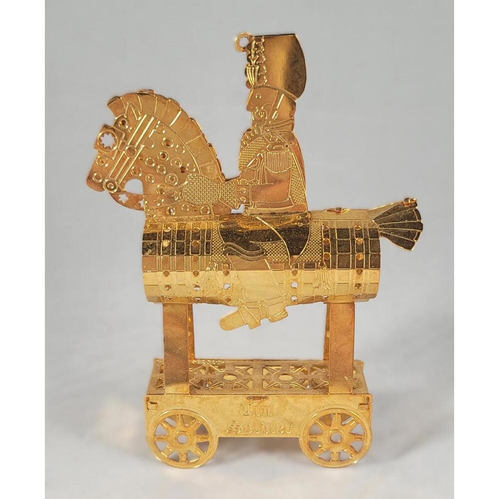 Vintage Gorham Gold Plated 3-D Tin Soldier Etched Christmas Ornament